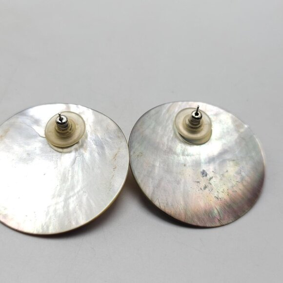 Vintage MOP Abalone Pearl Necklace Clip-On Earrings Set With Rhinestone Accents - Picture 9 of 9